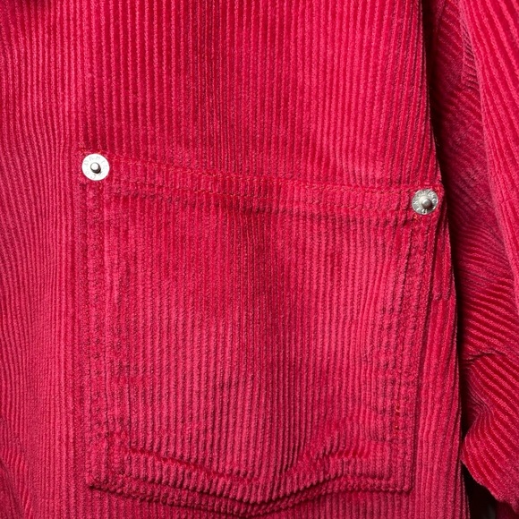Denim&Co Red Utility Jacket Classic Collar Relaxed Fit - Picture 4 of 9